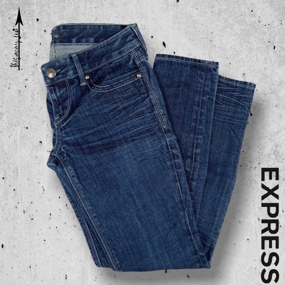 EXPRESS Dark Blue Ankle Length Skinny Jeans